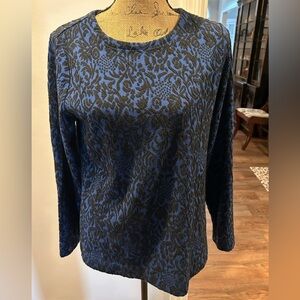 Elegant Blue and Black Patterned Women's Top